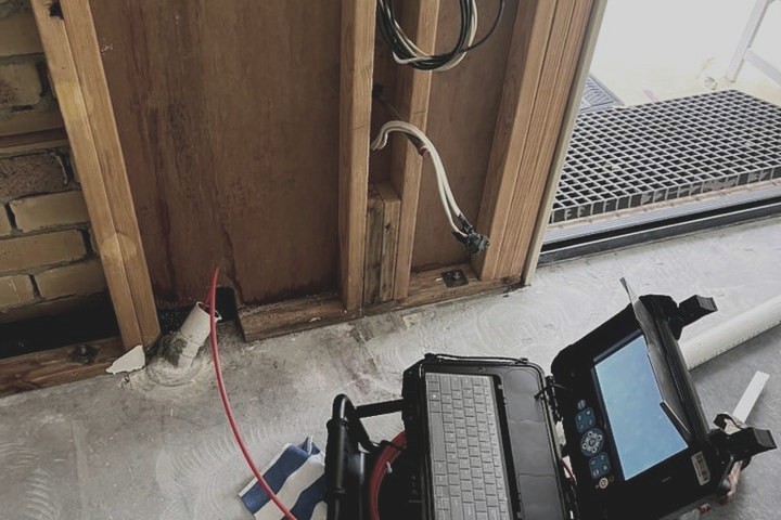 Drain camera set up for an inspection