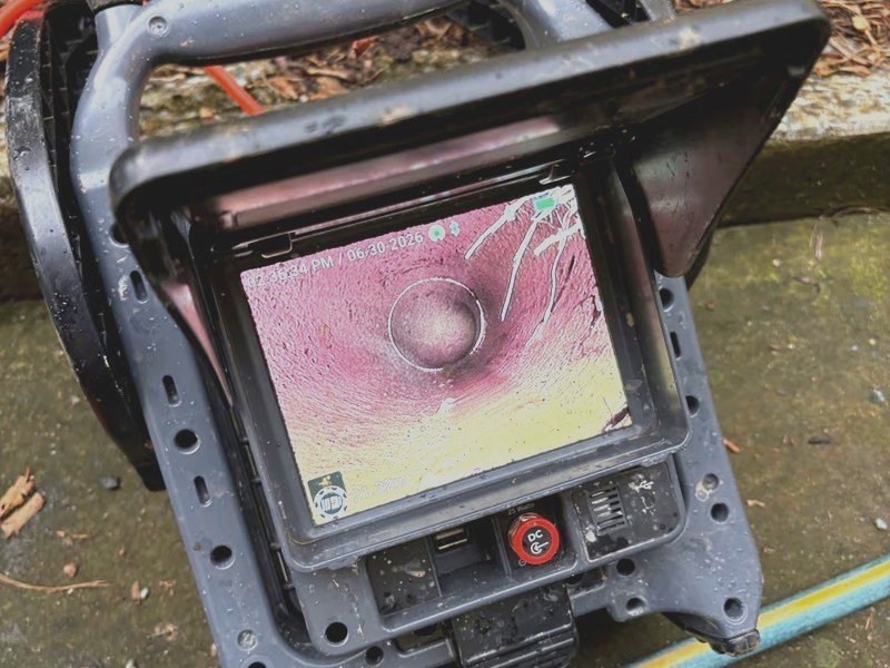 Drain camera showing the inside of a pipe